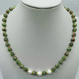 Цепи тонкие 8-миллиметровые многоцветные нефритовые круглые бусины 8-9 мм белое пресноводное жемчужное ожерелье 18-дюймовое украшение для женщин подарок для женщин