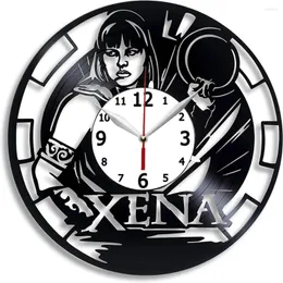 壁の時計Xena Warrior Princess Record Clock互換12インチ（30cm）ブラックギフトサプライズアイデア友達や家族の誕生