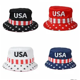 Andere Heimtextilien Trump Bucket Hats Reise Freizeit Fischer Hut USA Mode Männer Frauen Flache Oberseite Breite Krempe Sommerkappe Outdoor Sport Dhgx0