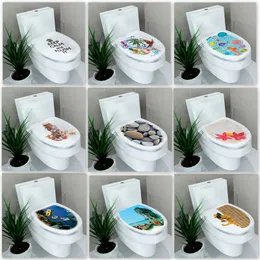 32*39cm klistermärke WC Pedestal Pan Cover Sticker toalettpall commode klistermärke Hemdekor Bathroon Decor 3D Tryckt blommavy