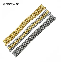 JAWODER Watch band 13mm 17mm 20mm Silver Gold Stainless Steel Polishing Brushed Curved End Watch Strap Bracelets for Rolex286Z