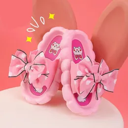 Pantofola Pantofole da bambina estive per bambini con bowknot Simpatico cartone animato Coniglio Stampe Scarpe da casa morbide antiscivolo traspiranti per bambini 230608