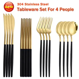 Dinnerware Sets Gold Cutlery Set Korean Stainless Steel Tableware Set Fork Spoon And Chopsticks Set Golden Dinnerware Set Luxury Tableware Set 230607