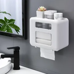 Toilet Paper Holders 4 Color Double Layer Toilet Paper Holder Toilet Tissue Box Wall Mount Multifunction Waterproof Bathroom Storag Durable Home 230607