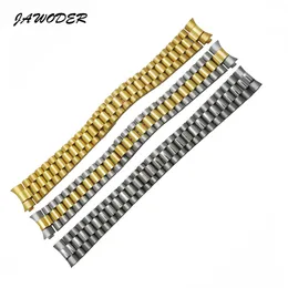 Jawoder Watch Band 13mm 17mm 20mm Silver Guld rostfritt stål Polering Borstad krökt slutklocka -armband för Rolex309A