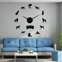 Wall Clocks Hungarian Pointer Vizsla Dog DIY Clok With Different Postures Art Stickers Magyar Large Frameless Modern Watch