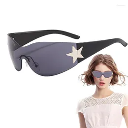 النظارات الشمسية إطارات y2kk للنساء Man Rimless Shield Wrap حوالي 2000s Strendy Star Y2K shades uv400 men