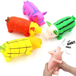 1st Cleaning Teeth Dog Cat Chewing Toy Cartoon Big Fruit Pig Squeak Rubber Pet Dog Puppy Spela Squeaker Squeaky Pet Supplies