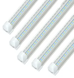 8FT LED Shop Light Fixture 72W 7200LM 5000K White Dual Row V ShapeT8 Integrated Tube Strip Cooler Lights ClearLinkable 25P6078824