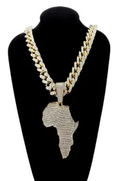 Pendant Necklaces Fashion Crystal Africa Map Necklace For Women Men039s Hip Hop Accessories Jewelry Choker Cuban Link Chain Gif4043608