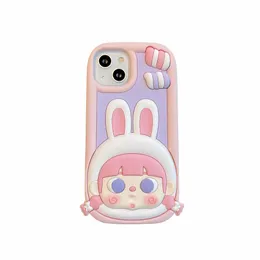 Darmowe hurtowe hurtowe Candy Rabbit GRIL Case na iPhone 14 Plus 13 12 Pro Max I11 2023 Pop Ins Cartoon Soft Silikonowa okładka dla 14pro 13pro