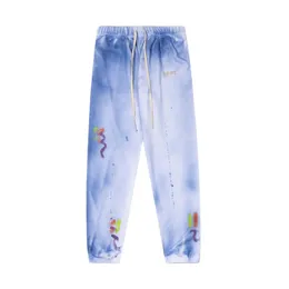 Designer Pants Designer Sweatpants Pants Mens Jogger Pants Tie Dyed Graffiti Tryckt Hip Hop Men and Women Casual Leisure Straight Trousers Blue Color Size S-XL
