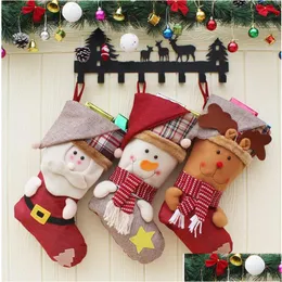 Decorazioni natalizie Calza creativa Babbo Natale Pupazzo di neve Ornamenti per alberi Calzino Decorazione per feste a casa Bambini Sacchetti regalo di caramelle Dbc D Dhwzb