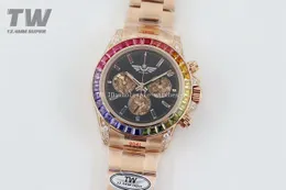 التلقائي الميكانيكي Rolx TWF أعلى صنعة 40 مم 116598 116505 PANDA DIAL Diamond Pozel Sport Watches Sapphire Chronograph Rose Gold 904L Mens Wristwatches XMJS