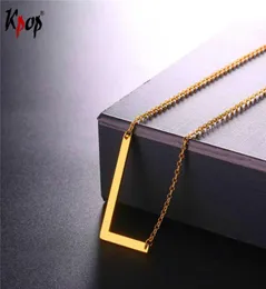 Pendant Necklaces Kpop Stainless Steel Letter L With Chain Choker GoldBlack Color For ManWoman Clavicle Necklace Jewelry P26139955615