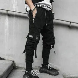 Broek 2023 Nieuwe hiphop streetwear cargo linten broek mannen fitness kleding heren tousers algehele casual broek drop verzending LBZ65