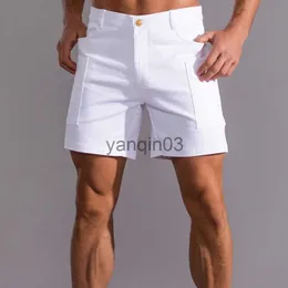 Shorts Masculino Shorts Brancos Bermudas Masculinas Streetwear Algodão Puro Na Altura do Joelho Calças Curtas Casual Calças de Trabalho Moda Verão Bottoms 2022 J230608