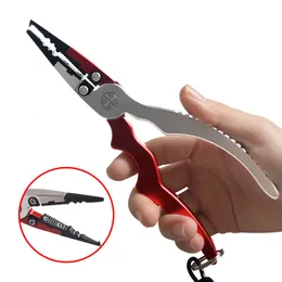 Fishing Hooks Aluminum Alloy Pliers Split Ring Cutters Holder Tackle with Sheath Retractable Tether Combo Remover 230608