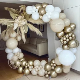 Other Event Party Supplies 120155pcs Rustic Beige Balloon Garland Kit Chrome Gold Wedding Birthday Decoration White Sand Globos Baby Shower Backdrop 230607