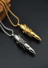 whole hip hop necklaces jewelry Steampunk Gold Color Titanium Stainless Steel Statement Animal Scorpion Bullet Pendant Necklac2653459