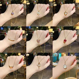 Chains 2023 Luxury Elegant Crystal Choker Fashion Roman Digital Stainless Steel Gold Silver Color Pendant Necklaces For Women Jewelry