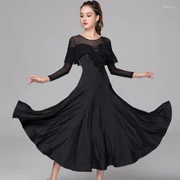 Bühnenkleidung 2023 Mesh Ballsaal Kleider Frauen Kostüm Fee Walzer Kleid Modern Dance Outfit Flamenco Kleidung Tango Dancewear DL8557