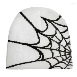 Berets Y2K Beanie Spider Web Hat Knit Sklies Baggy Slouchy Skl Drop Delivery Modeaccessoires Hüte Schals Handschuhe Caps Dhnym