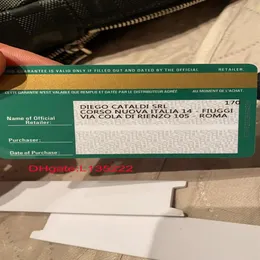 Privat Order Green Security Garantikort Anpassad utskriftsmodell Serienummer Adress på garantikortklocka för Rolex Boxes WA234X