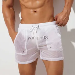 Мужские шорты Seobean Summer Mens Shorts Сексуальные полупрозрачные шорты быстро сухие шорты сетчатые спортивные спортивные зала Joggers повседневные пляжные шорты мужская одежда короткая J230608
