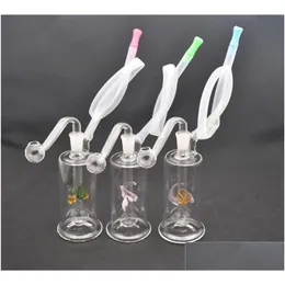Rökande rör Mini Glass Oil Burner Bong Water With Recycler Dab Rig Hand Bongs Thick Pyrex Beaker 10mm Pipe and Drop Delivery Home DHOD2