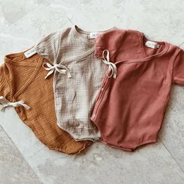 Rompers 018m barn sommar kort ärm vanlig romper elegant avslappnad söt härlig flickor kläder födda solskydd baby pojke kläder 230607