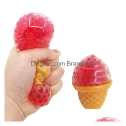 Decompression Toy Squishy Ice Cream Fidget Water Beads Squish Ball Anti Stress Venting Balls Funny Squeeze Toys Relief Anxiety Drop Dhjpb