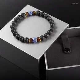 Link Bracelets Natural Volcanic Stone Bracelet For Men Women Lava Wooden 8mm Beads Tibetan Buddha Wrist Chain Jewelry Friendship Gift
