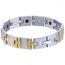 Link Bracelets Davieslee Mens Bracelet Watch Band Gold Silver Color Stainless Steel Wristband Bangle For Men 2023 13mm LKBM146