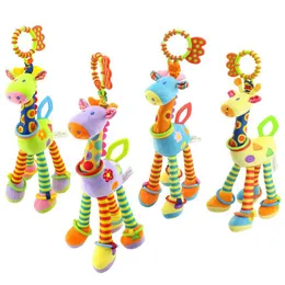 Mobiles # Soft Giraffe Animal Handbells Sonagli Peluche Infantile Toddler Car Bed Hanging Toy Baby Early Education Development Handle Toys 230607
