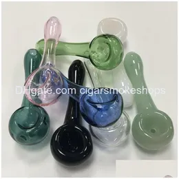 Pipe da fumo 4 pollici Cucchiaio Bruciatore a nafta in vetro Pipa Mticolor Narghilè Tabacco colorato Mini piccole pipe Accessori per tubi dritti Drop Dhwwr