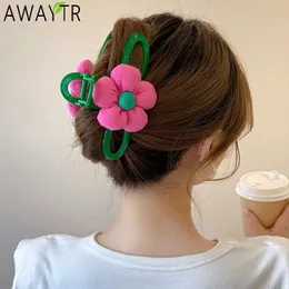 Baumeln Kronleuchter Neue Rose Rote Blume Haar Klaue Acryl Große Grüne Clip Haarnadel Hairwear für Frauen Koreanische Shark Klemme Haarspangen Haar Zubehör Z0608