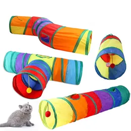 Cat Tunnel Toy Funny Pet 2/3/4 hål Spela Rubes Collapsible Crinkle Kitten Toys Puppy Ferrets Rain Play Dog Tunnel Tubes