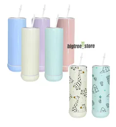 20oz Sublimation Macaron Bluetooth Speaker Tumbler Sublimation Slim STRAIGHT tumbler Wireless Intelligent Music Cups Stainless Steel Smart Water Bottle DIY