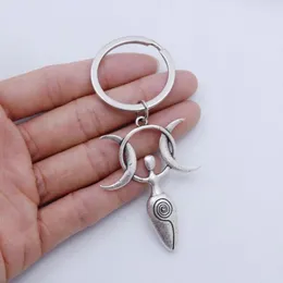 Keychains 12pcs Wiccan Triple Moon Goddess Keychain Pagan Witch Amulet Jewelry