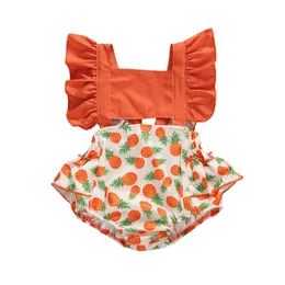 Rompers Summer Born Baby Girl Pineapple Flamingo tryckt Jumpsuit babykläder ärmlös Jumpsuit babykläder
