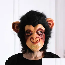 Party Masks Halloween Chimpanzee Animal Mask Horror Masquerade Fl Face Monkey Scary Cosplay Propiets DBC Drop dostawa do domu gar dhwid