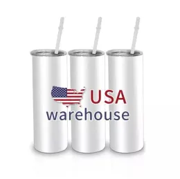 Ready to Ship wholesale 20 oz white blank skinny stainless steel sublimation tumblers straight USA Warehouse 2-5 days delivered