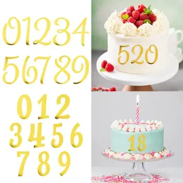 Świąteczne zapasy 1set 0-9 Liczby Golden Mirror Acryl Cake Dekoration