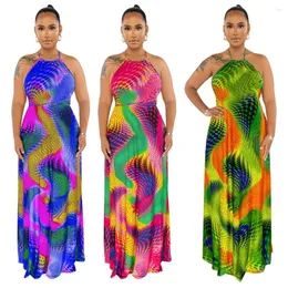 Abiti casual Donna Estate Sexy Backless Neck Hung Printing Beach Dress Is Womens Arrival 2023 Boho Ladies Clothes Bodycon