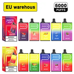 EU USA warehouse Poco BE5000 Disposable Vape pen Electronic Cigarette Mesh Coil 5000 puffs Vapor Airflow Rechargeable 14ML 10 Flavors Device e Cigs Vaporizers