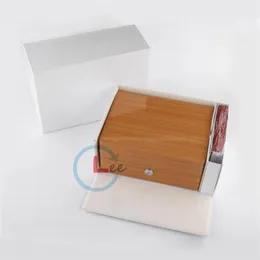 Omega Kutusu için En Kaliteli Lüks Yeni Square Woody Watch Kutuları İzle Kitapçık Kart Etiketleri ve Kağıtları İngiliz Erkekler Bilek Swatch Case GI266D