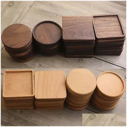 Matten Pads Holz Untersetzer Schwarz Walnuss Kaffee Tee Tasse Matte Schüssel Pad Teekanne Trinken Home Bar Werkzeuge Dhs Drop Lieferung garten Küche Di Dhcen