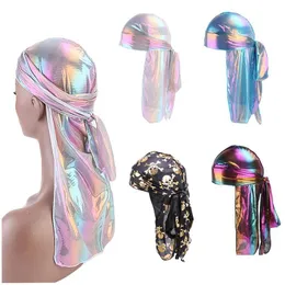 Party Hats Fashion Silk Long Tail Scarf Cap Pirate Hat Mti Colors Soft Satin Durag Bandanna Turban For Women Drop Delivery Home Gard Dhq36