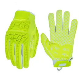 Balls Seibertron Lineman 2.0 Wyściełane rękawiczki futbolu palmowego Palm American Elastyczne TPR Impact Protection Rugby Green Glove Adult30608